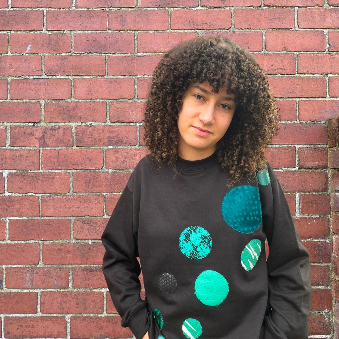 Black Sweatshirt | Green Bouncing Balls (S)